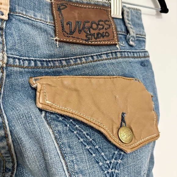 Vigoss Womens 27 Denim Jeans Distressed Leather Rivet Flap - Picture 5 of 6